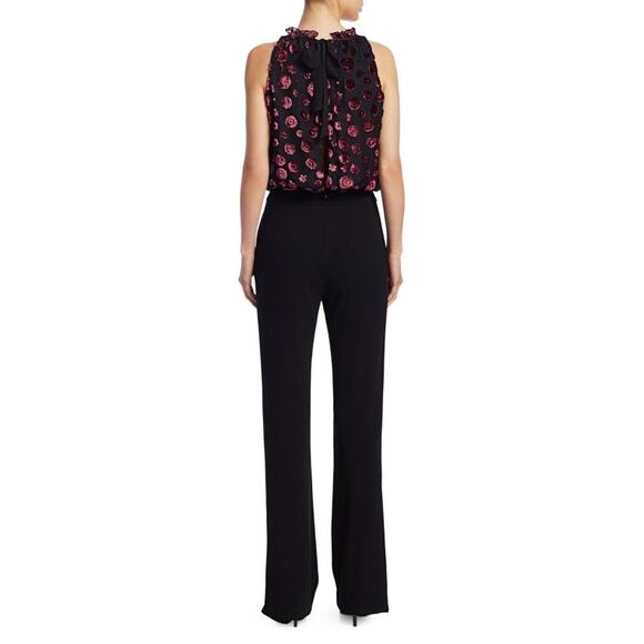 Ramy Brook Leona Floral Burnout Jumpsuit Size 0 Black Velvet Straight Leg - Picture 15 of 15